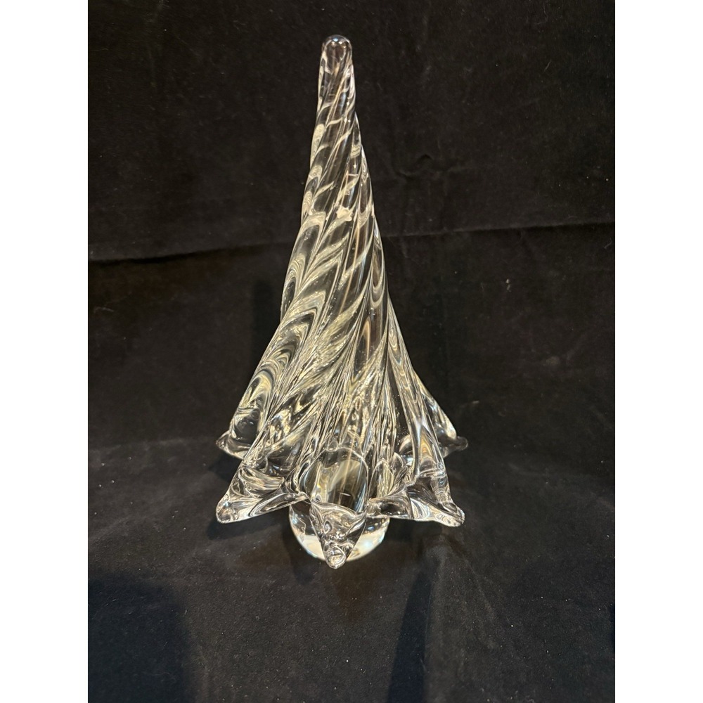 Art Glass 8" Tall Single Tier Clear Glass Swirl Crystal Christmas Tree ?Murano